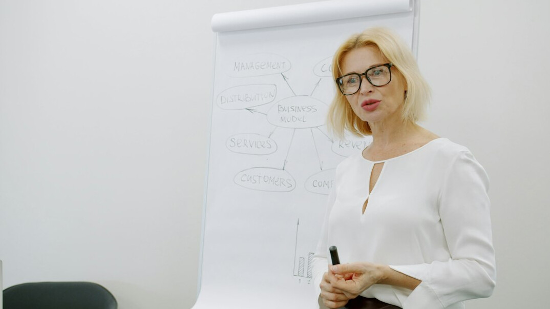 business professional giving presentation