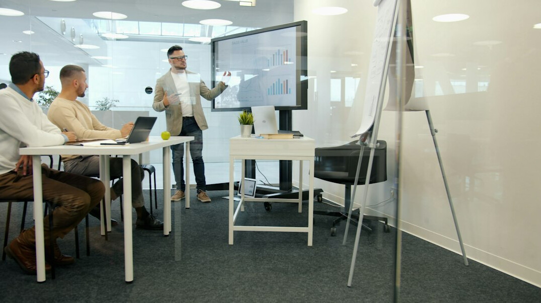 business professional giving presentation