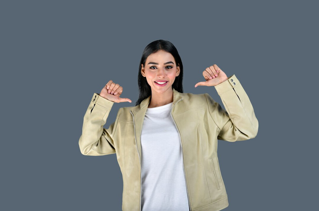 professional woman presenting with gestures